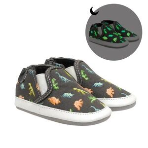 Robeez Gray glow in the dark Dinosaur Print Baby Shoes